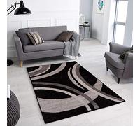 Rugs City Extra Large Thick Geometric Area Rugs Bedroom Living Room Hallway Runner Rug Carpet Floor Mat (BLACK, 80 X 150 CM)