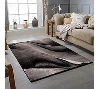 Rugs City Indoor Extra Large Small Living Room Area Rug Modern Red Brown Grey Black Geometric Carpet Rugs Bedroom Soft Thick Pile Floor Mat Hallways Runners Non Shedding (200 X 290 CM, BLACK)