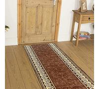 Rugs City Modern Carpet Runner Grey Brown Red Black Rubber Backed Non Slip Very Long Hallway Hall Entrance Corridor Kitchen Washable Rug custom Length Priced Per Foot(17ft (67cm X 518cm), Brown)