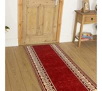 Rugs City Modern Carpet Runner Grey Brown Red Black Rubber Backed Non Slip Very Long Hallway Hall Entrance Corridor Kitchen Washable Rug custom Length Priced Per Foot(17ft (67cm X 518cm), Red)