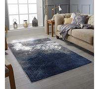 Rugs City Modern Rugs Dining Room Bedroom Extra Large Small Medium Rectangular Size Soft Touch Thick Pile Living Room Navy/Blue/Grey/Silver Area Rug Non Shedding (160 X 230 CM, FIGARO BLUE)