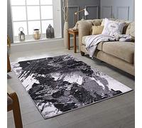 Rugs City Modern Rugs Living Room Bedroom Extra Large Small Medium Rectangular Size Soft Touch Thick Pile Black/Grey/Charcoal/Silver Kitchen Area Rugs Non Shedding (120 X 170 CM, RIO BLACK)