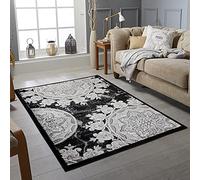 Rugs City Modern Rugs Living Room Bedroom Extra Large Small Medium Rectangular Size Soft Touch Thick Pile Black/Grey/Charcoal/Silver Kitchen Area Rugs Non Shedding (120 X 170 CM, SAHARA BLACK)