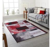 RUGS CITY Modern Rugs Living Room Bedroom Extra Large Small Medium Rectangular Size Soft Touch Thick Pile Blue/Black/Violet/Red Kitchen Area Rugs Non Slip (Red, 80 X 150 CM)