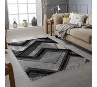 Rugs City Modern Rugs Living Room Bedroom Extra Large Small Medium Rectangular Size Soft Touch Thick Pile Black/Grey/Charcoal/Silver Kitchen Area Rugs Non Shedding (120 X 170 CM, BOSTAN BLACK)