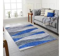 Rugs City Navy/Blue Modern Style Area Rugs Extra Large Medium Office Home Kitchen Living Room Bedroom Dining Rooms Washable Rug Soft Hallway Carpet Non slip Rubber Backed (Design #9, 200 X 290 CM)
