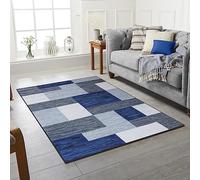 Rugs City Navy/Blue Modern Style Area Rugs Extra Large Medium Office Home Kitchen Living Room Bedroom Dining Rooms Washable Rug Soft Hallway Carpet Non slip Rubber Backed (Design #8, 120 X 170 CM)