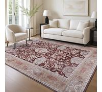 RUGS DEPOT Machine Washable Area Rug for Living Room 160x230 cm - 4 mm Thin Vintage Chenille Carpet with Non-Slip Cotton Backing | Soft Low-Pile Washable Rug for Bedroom & Hallway