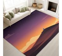 Rugs for Astronomy Lovers, Nightfall Hills Observatory, Purple, Flat, 120 x 160 cm Soft Microfiber Carpet, Machine Washable Rug for Living Room, Bedroom, Kitchen and Dining Room Floor Mat