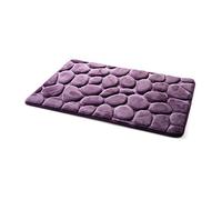 Rugs for Bedroom Concise Flannel Kitchenroom Bathroom Decoration Floor Mat Cobblestones Flower Embossed Anti Slip Rug Small Carpet,40x60cm Purple Color