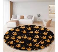 Rugs for Bedroom Living Room 180 cm - Simple Animal Print Cat Paw Prints Theme Area Rugs - Brown Black Soft Non-slip Short Pile Rug - Carpet for Dining Room Easy To Clean