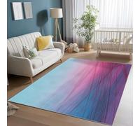 Rugs For Bedroom Living Room Abstract Lines Gradient Blocks Blue - Area Rugs Modern Cashmere Style - Soft Short Pile Vintage Rug - Carpet For Office Dining Room Decor Easy To Clean 80 X 150 Cm