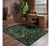 Rugs for Bedroom Living Room Deer Bird Oak Leaf Pattern60 × 120 cm | Traditional Area Rugs Modern Majestic Cashmere Style Green Soft Short Pile - Carpet for Dining Fairy Forest Theme