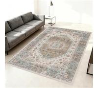 Rugs for Bedroom Living Room Large Soft Short Pile Vintage Rug Carpet for Dining Room Easy To Clean Simple traditional geometric floral teal, brown, 110 x 150cm