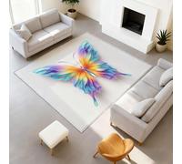 Rugs for Bedroom Living Room - Non-Slip Rugs Living Room Floor Carpet Short Pile Non Shedding Soft Touch Rug Easy to Clean 80 cm x 150 cm White Flying Paper Pieces Butterfly