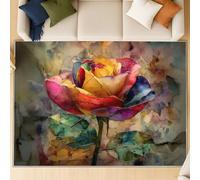 Rugs for Bedroom Living Room - Non-Slip Rugs Living Room Floor Carpet Short Pile Non Shedding Soft Touch Rug Easy to Clean 160 cm x 230 cm pink Abstract Elegant Rose