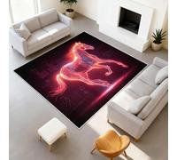 Rugs for Bedroom Living Room - Non-Slip Rugs Living Room Floor Carpet Short Pile Non Shedding Soft Touch Rug Easy to Clean 120 cm x 170 cm Red Line Art Galloping Steed