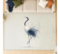 Rugs for Bedroom Living Room - Non-Slip Rugs Living Room Floor Carpet Short Pile Non Shedding Soft Touch Rug Easy to Clean 60 cm x 120 cm Gray Minimalist Elegant Crane