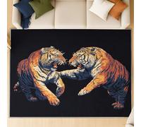 Rugs for Bedroom Living Room - Non-Slip Rugs Living Room Floor Carpet Short Pile Non Shedding Soft Touch Rug Easy to Clean 120 cm x 170 cm black Animal Fighting Tiger