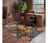 Rugs for Bedroom Living Room Rose Leaf Flower Bud Pattern120 × 160 cm | Traditional Area Rugs Modern Majestic Cashmere Style Grey Soft Short Pile - Carpet for Dining Vintage Style