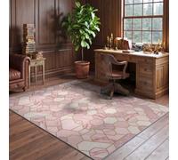Rugs for Bedroom Living Room Stone Texture Gold Grid Crystal Detail | Traditional Area Rugs Modern Majestic Cashmere Style Pink Soft Short Pile - Carpet for Dining Art Deco