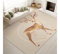Rugs for Dining Room, Animals Sacred Reindeer, Beige, Art, 120 x 160 cm Soft Microfiber Carpet, Machine Washable Rug for Living Room, Bedroom, Kitchen and Dining Room Floor Mat