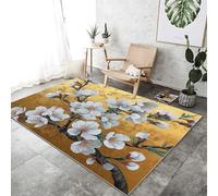 Rugs for Living Room 120 x 180 cm, East Area Rug Non-Slip Low Pile Non-Shedding, Elegant Plant Flowers Leaves Carpet Printed Suitable For Bedroom Kitchen and Office Color