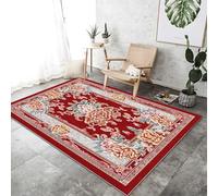 Rugs for Living Room 120 x 180 cm, East Area Rug Non-Slip Low Pile Non-Shedding, Traditional Ethnic Ornate Flowers Carpet Printed Suitable For Bedroom Kitchen and Office Red