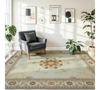 Rugs for Living Room 140 x 200 cm, Machine Washable Retro Carpet, Plants Flowers Leaf Pattern Non Slip Soft Area Rugs for Bedroom Dining Room, Multicoloured