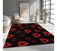 Rugs for Living Room 160 x 230 cm, Modern Area Rug Non-Slip Low Pile Non-Shedding, Simple Neon Love Carpet Printed Suitable for bedroom kitchen and office Red