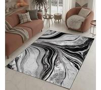 Rugs for Living Room Bedroom Carpets Hallway Runner Rug Anti Slip Soft Thick Pile Kitchen Floor Mat, Abstract Design Washable Area Rugs & Door Mats in Small Large Sizes (Black-Grey, 80 x 150 cm)