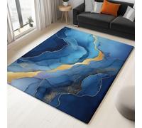 Rugs For Living Room Dark Blue, 60 X 90 Cm Non-Slip Soft Bedroom Rugs Watercolor Marble Lines, For Office Bathroom Dining Room Playroom Home Decor Plush Shaggy Area Carpet