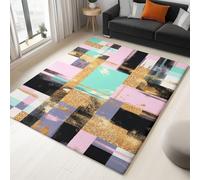 Rugs For Living Room Multicolor, 140 X 200 Cm Non-Slip Soft Bedroom Rugs Abstract Grid Lines, For Office Bathroom Dining Room Playroom Home Decor Plush Shaggy Area Carpet