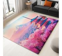 Rugs For Living Room Pink, 160 X 230 Cm Non-Slip Soft Bedroom Rugs Traditional Architecture Urban Landscape, For Office Bathroom Dining Room Playroom Home Decor Plush Shaggy Area Carpet
