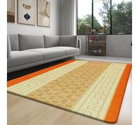 Rugs for Living Room with Large Heavy Duty, Non-Slip and Washable, Geometric Kitchen and Bedroom Gel Back Rug Non-Shed Low Pile Hallway Accessories |120 x 150 cm -Orange
