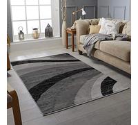 Rugs for Living Room with Large Heavy Duty, Non-Slip and Washable, Geometric Non-Shed Low Pile Bedroom Decor, Kitchen and Hallway Anti slip Black Grey Rug