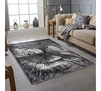 Rugs for Living Room with Large Heavy Duty, Non-Slip and Washable, Geometric Non-Shed Low Pile Bedroom Decor, Kitchen and Hallway Anti slip Black Grey Rug