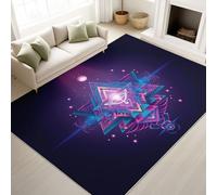 Rugs for Study, Sacred Geometric, Black, Vector Art, 80 x 120 cm Soft Microfiber Carpet, Non-Shedding Rug for Living Room, Bedroom, Kitchen and Dining Room Floor Mat