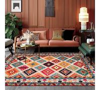 Rugs for Under Coffee Table,Multicoloured,80 x 120 cm, Black Red Orange Tea Blue Green Vintage Traditional Pattern,Small rug for Bedroom Mudroom Basement Studio