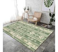 Rugs Green Area Rug- Machine Washable Carpet Stain Resistant Non-Slip, Low-Pile Striped Sage Rugs Room For Living Room Bedroom Kitchen,