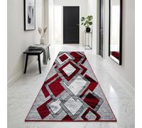 Rugs Haven Dazzling Diamond Washable Hallway Carpet Runners, Non-Slip Floor Mats for Kitchen, Living Room, Corridor, Entryway, Door Entrances (Red, 80x150 cm)