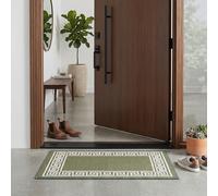 Rugs Haven - Elysia Non-Slip Washable Doormat, Heavy Duty Welcome Dirt Trapper, Water Absorbent Floor Mat for Indoor/Outdoor Use, Front Entrance, and Kitchen (Green & Cream, 40x60cm)