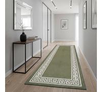 Rugs Haven - Elysia Washable Hallway Carpet Runners, Non-Slip Floor Mats for Kitchen, Living Room, Corridor, Entryway, Door Entrances (Green & Cream, 80x150cm)