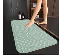 Rugs Inn Bath Mat Non Slip Anti Mould Rubber Shower Mat Drain Holes - Extra Long Bathroom Floor Mats with Strong Suction Cup (Green,40 x 100 cm)