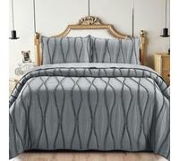 Rugs Inn Cozy Bedspread Throw - 3Pcs Embossed Quilted Comforter Warm Bed Coverlet Bedding Set for Bedroom Decor with 2 Pillow Sham (Double, Grey)