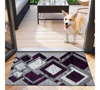 Rugs Inn Dazzling Diamond Doormat - Medium Pile Shaggy Flatweave with Geometric Pattern, Solid Non-Shed, Washable Floor Mat for Front or Back Door (50 x 80 cm, Purple)