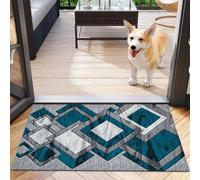 Rugs Inn Dazzling Diamond Doormat - Medium Pile Shaggy Flatweave with Geometric Pattern, Solid Non-Shed, Washable Floor Mat for Front or Back Door (50 x 80 cm, Teal)