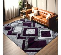 Rugs Inn Dazzling Diamond Rug - Super Soft Pile with Solid Design and Geometric Pattern, Perfect for Living Room, Dining Area, and Kids' Bedroom (Purple, 120 x 170 cm)