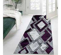 Rugs Inn Dazzling Diamond Runner - Classical Geometric Pattern, Non-Shed Thick Soft Pile Carpet Runner for Kitchen and Bedroom (Purple, 80 x 150 cm)