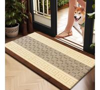 Rugs Inn Gel Back Doormat - Heavy Duty Waterproof Anti Slip Door Mat for Front Door Entrance Kitchen Living Room Bedroom Indoor & Outdoor Floor Mats (Beige & Brown, 50 x 80 cm)